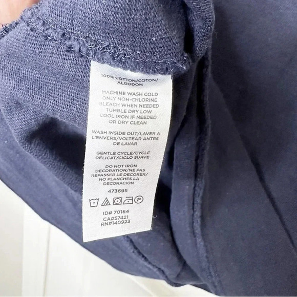 LOFT Navy Blue Heavy Weight Top Beaded Wave Sun Short Sleeve Shirt Size Small - Picture 3 of 4